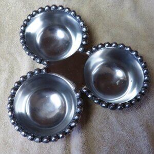 Threshold 3-Section Metal Condiment Server with Beaded Border